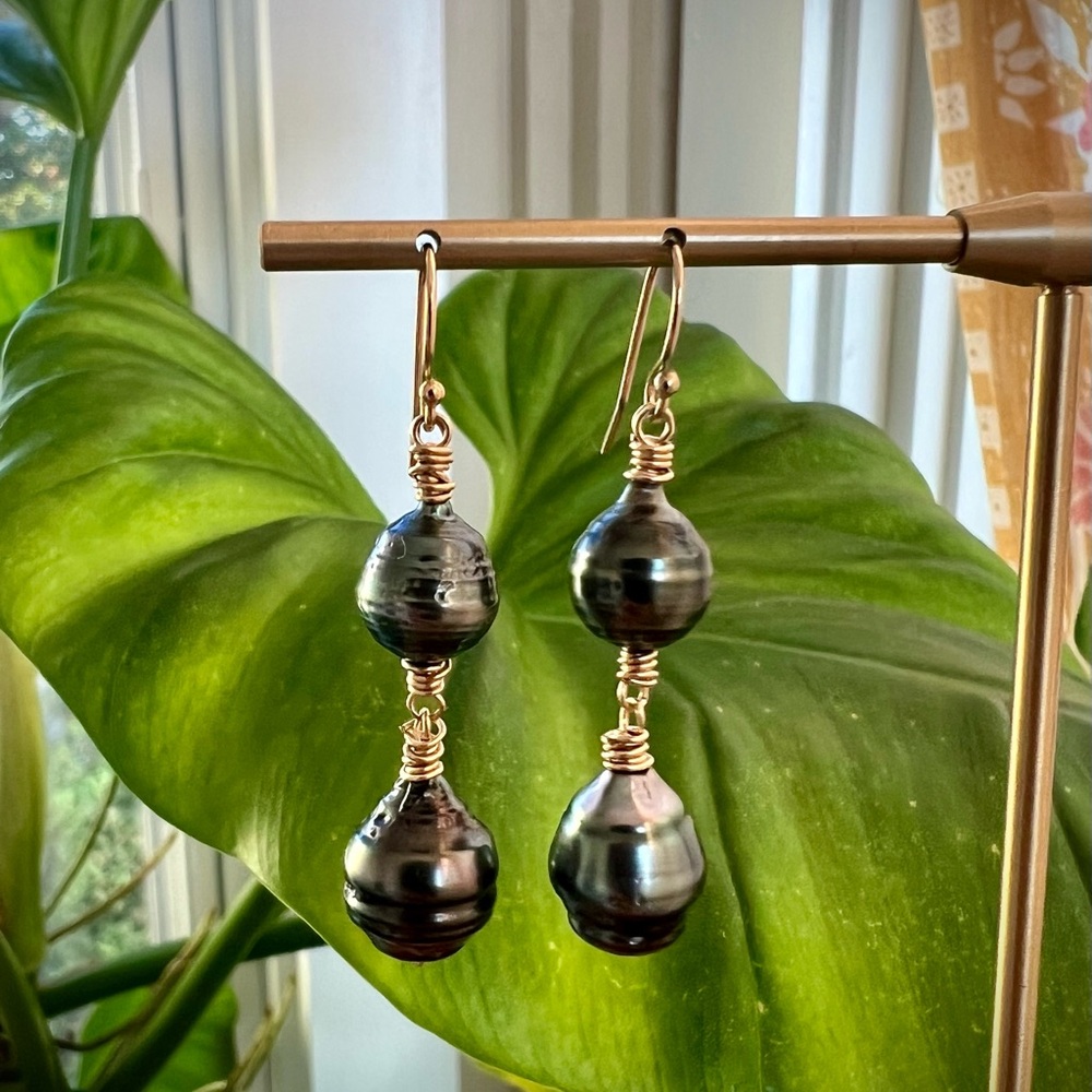 Rare South Sea Black Pearl Earrings